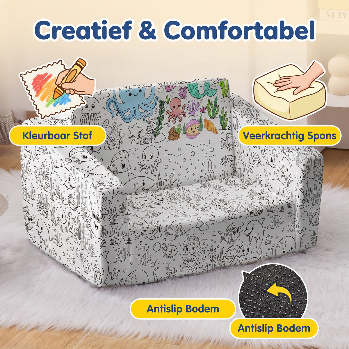 Kinderfauteuil Zelfinkleurbaar Cijfers | Russle
