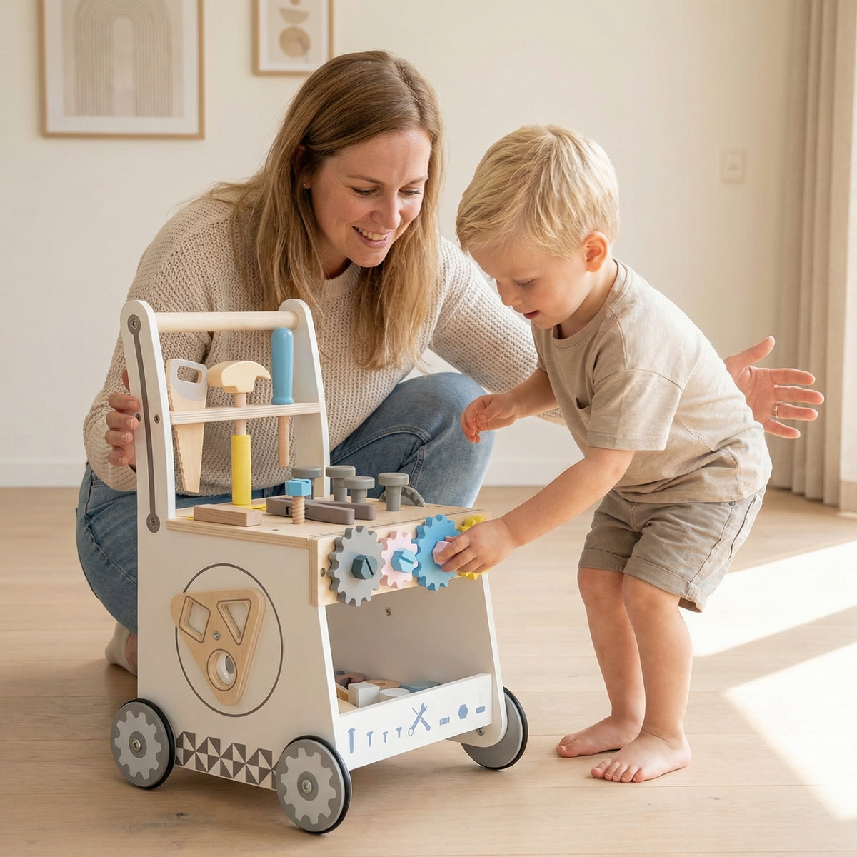Loopwagen-Trainer Hout met gereedschap | Russle
