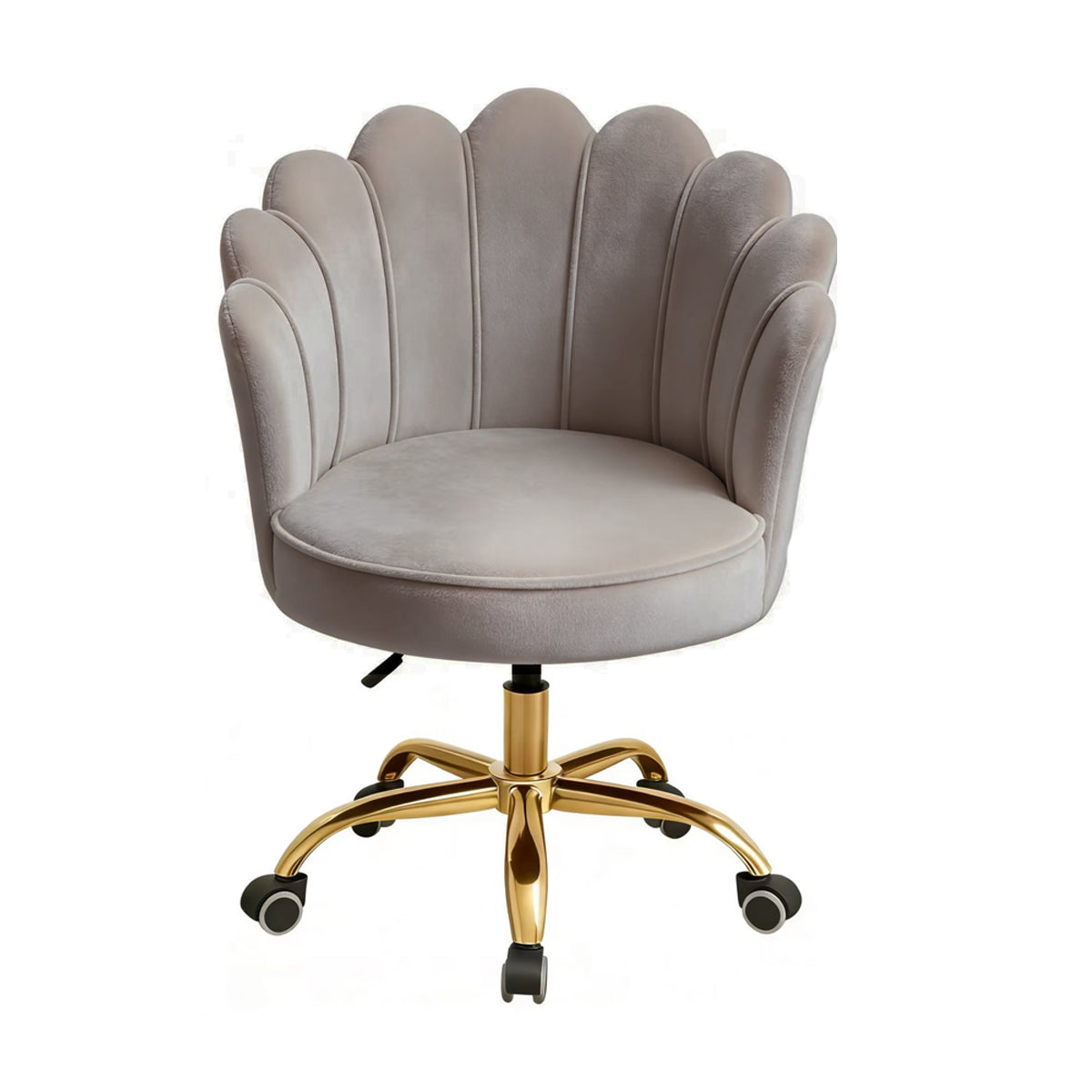 Velvet Schelp Bureaustoel Taupe met Goudkleurig onderstel | Russle