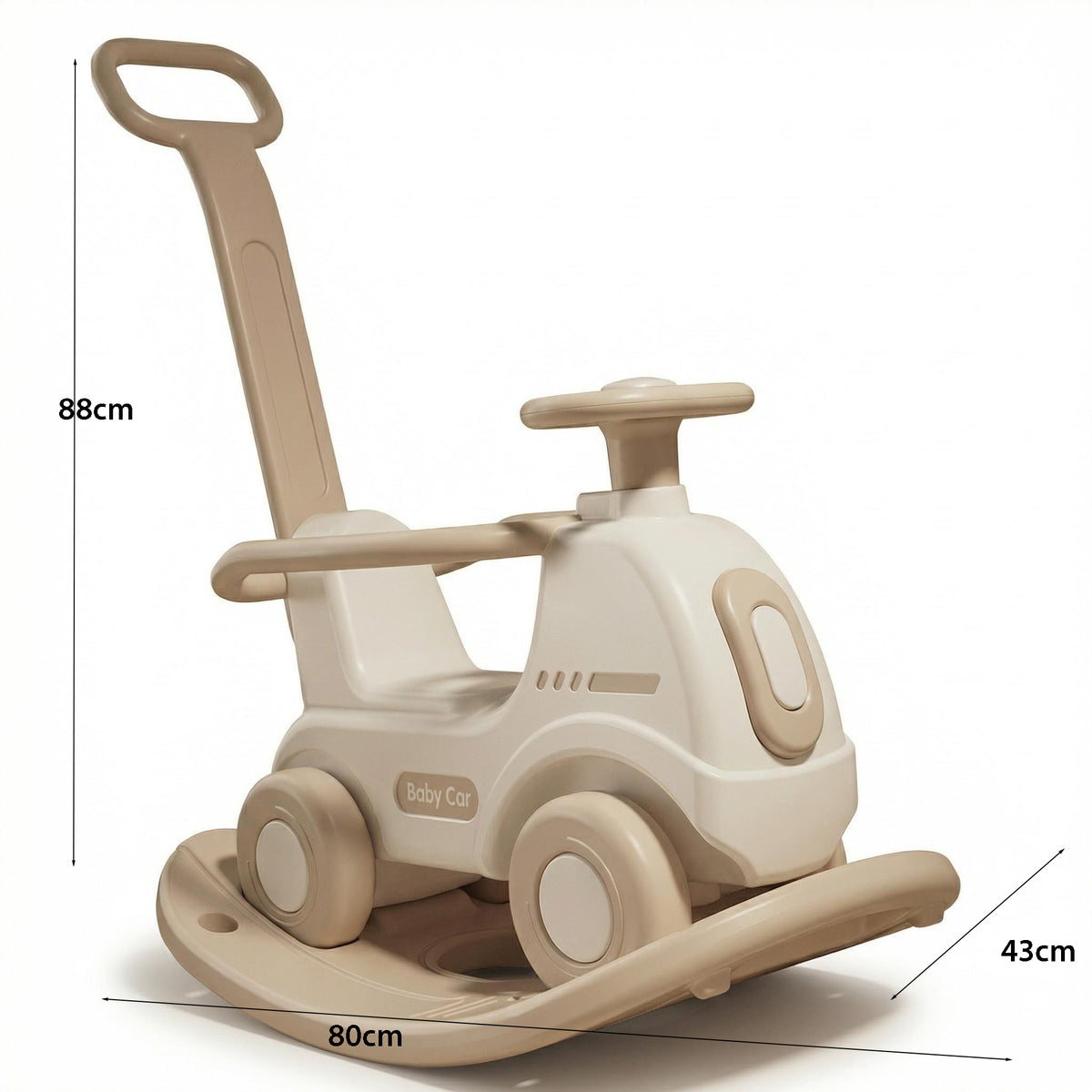 Hobbelfiguur/Hobbeldier Loopwagen Luxe Auto - Beige/Crème | Russle