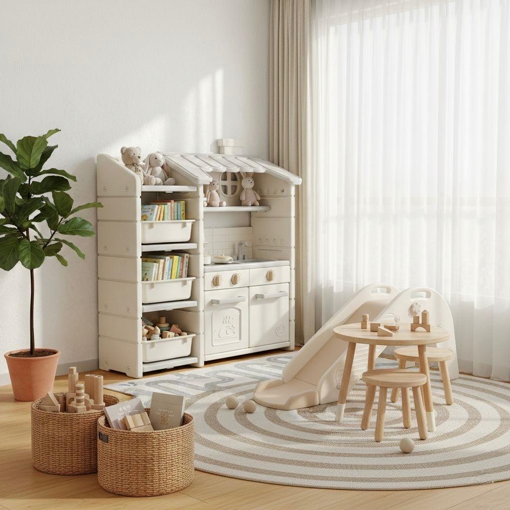 Een rustige speelhoek in de woonkamer zonder rommelgevoel 🌿