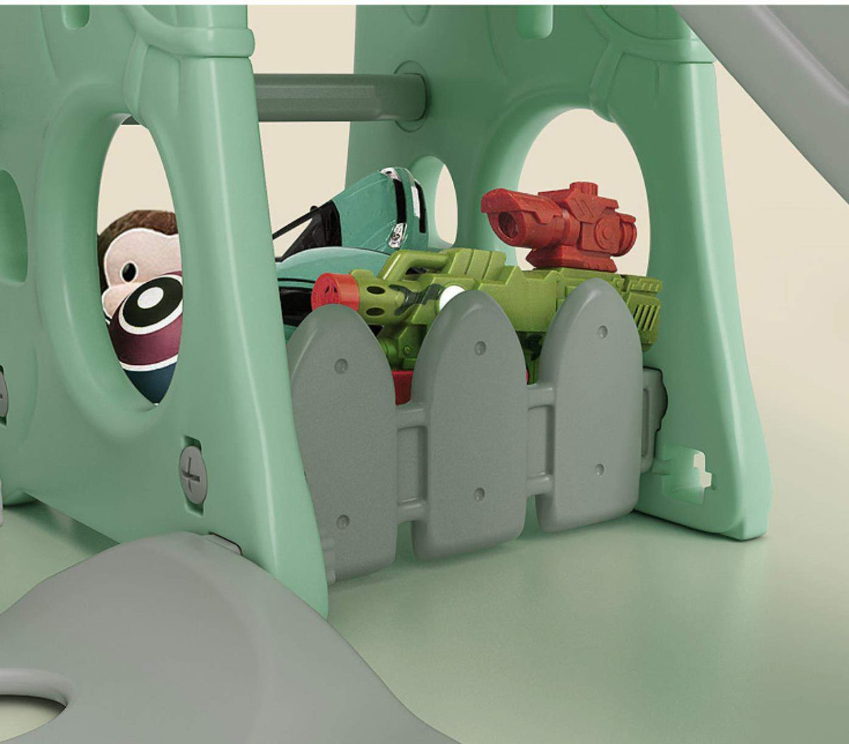 Speeltoestel Toren Huis groen met glijbaan en antislip treden voor kinderen van 1 tot 5 jaar