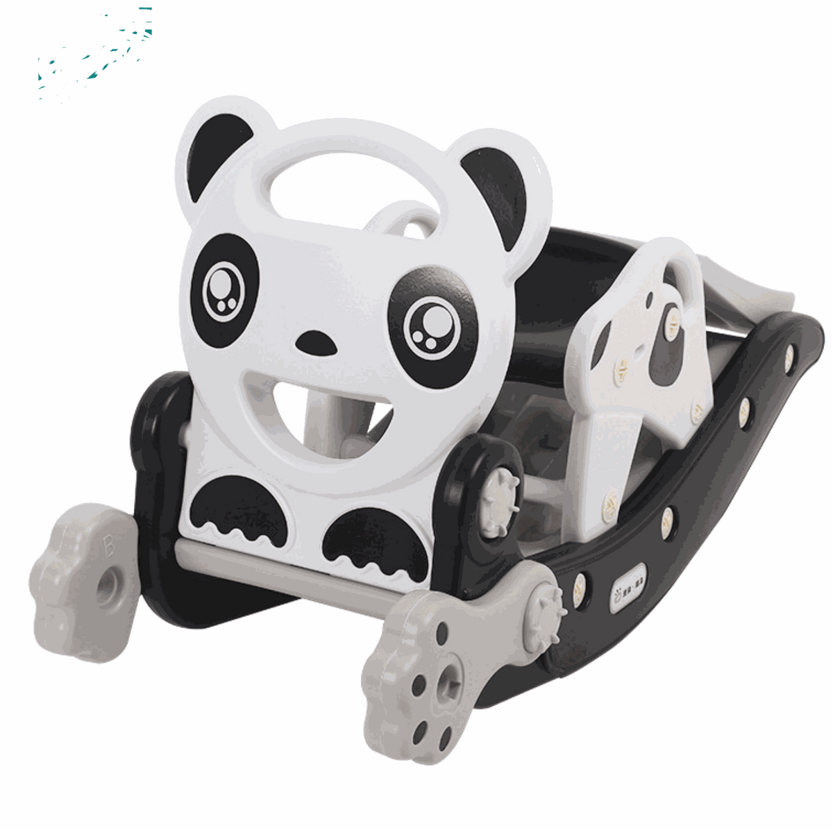 Hobbelfiguur Zwart-Wit Panda 2-in-1 hobbelpaard en glijbaan voor kinderen van 1-3 jaar