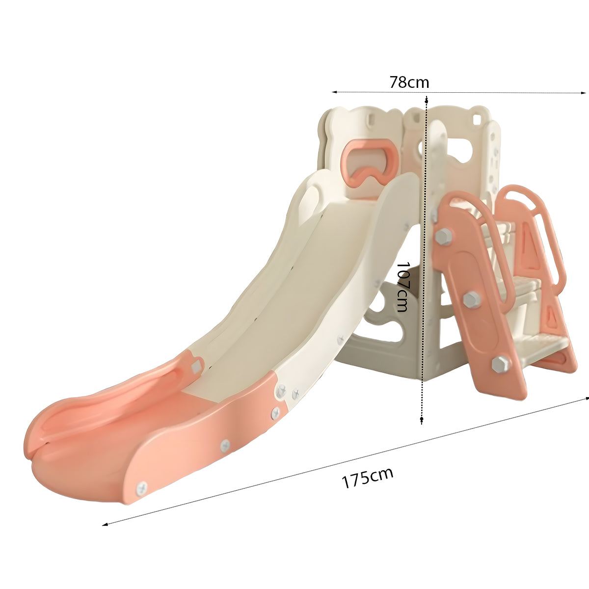 Speeltoestel Toren 3 in 1 crème en roze met glijbaan voor binnen en buiten, geschikt voor peuters en kleuters