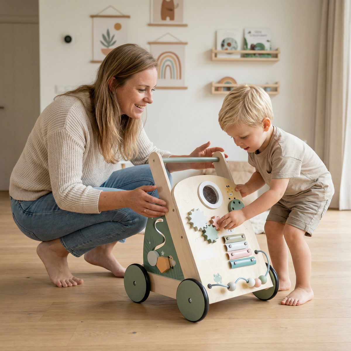 Loopwagen-Trainer Hout Activity Groen | Russle