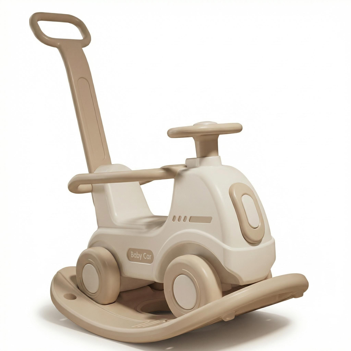Hobbelfiguur/Hobbeldier Loopwagen Luxe Auto - Beige/Crème | Russle