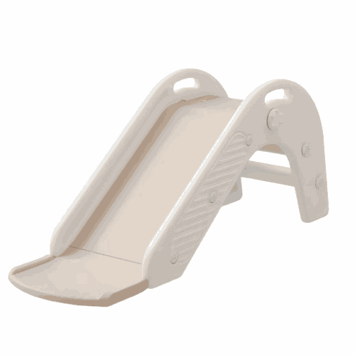 Glijbaan Peuter Basic in crèmebeige kunststof, met gladde glijbaan, antisliptreden en stevige gebogen basis.