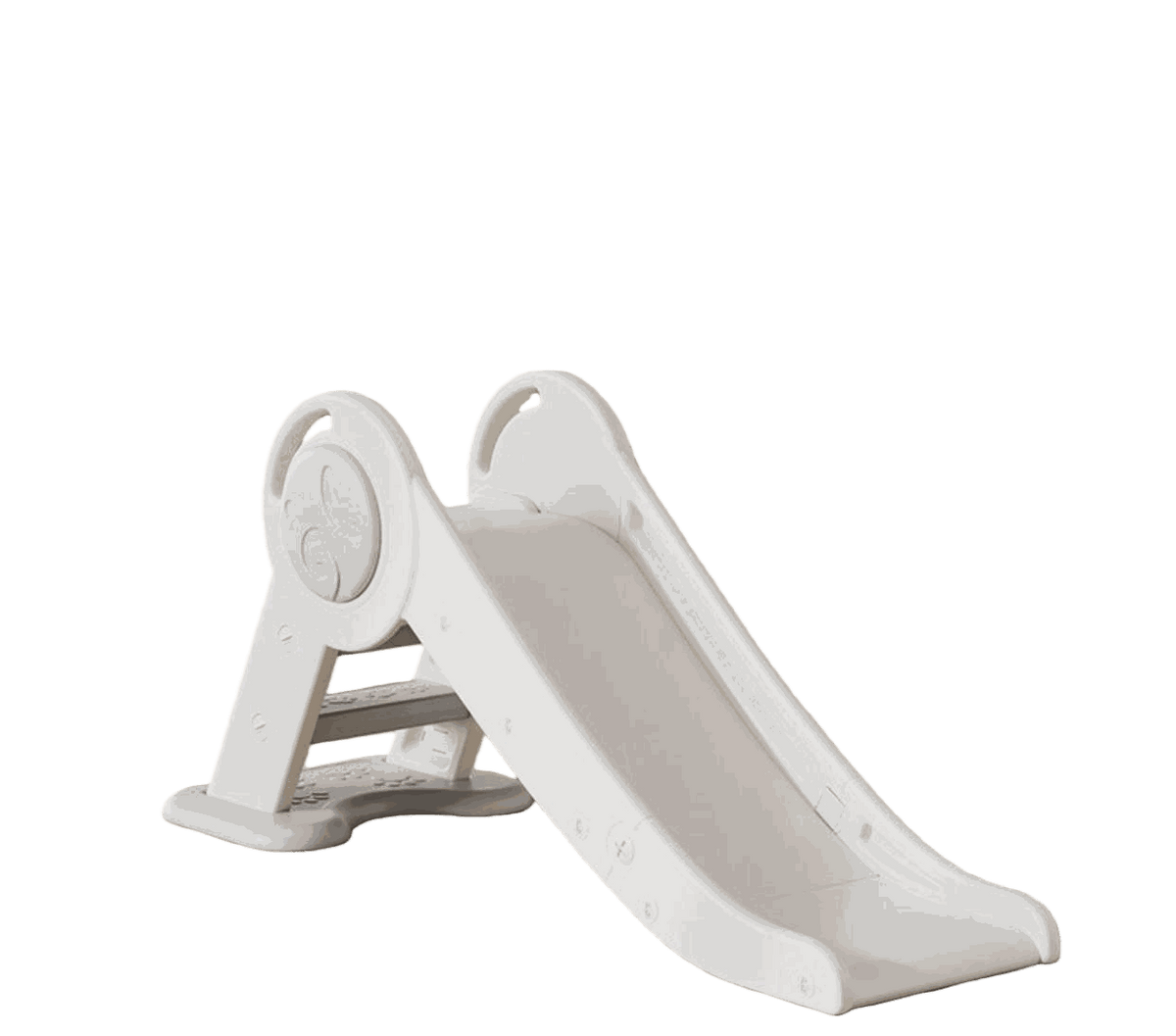 Glijbaan Peuter Basic Modern Inklapbaar - Grijs, van glad kunststof in wit en lichtgrijs met antislip treden.
